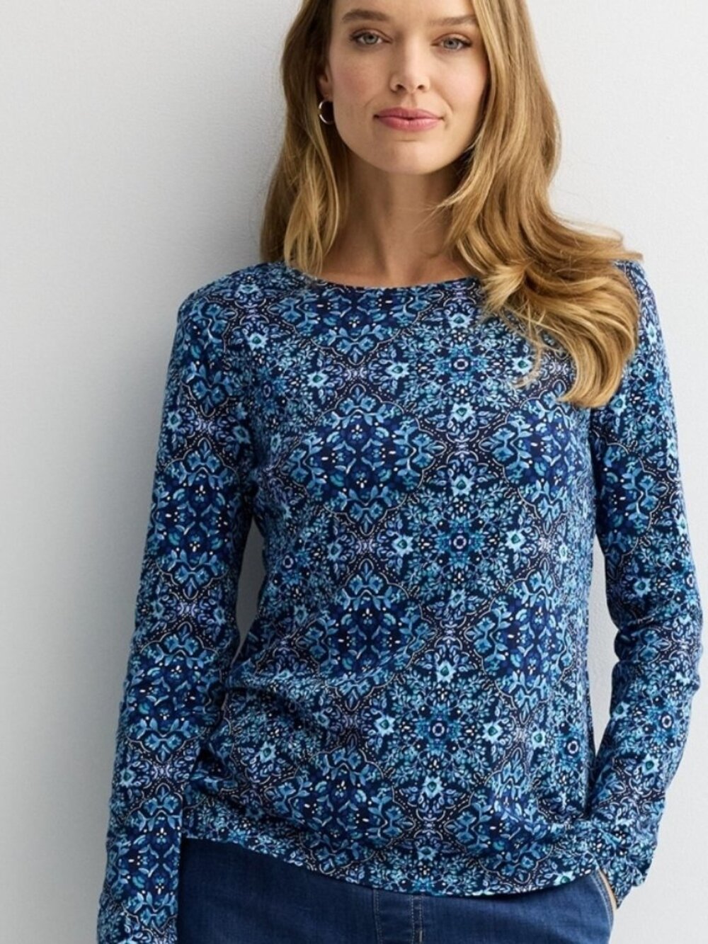2x Navy Winter Tile Croft Barrow L/S Shirt Blue 20 22 - Picture 2 of 6